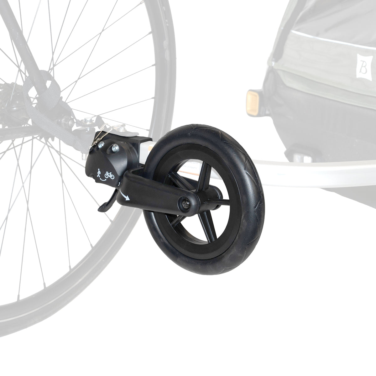 1-Wheel Stroller Kit attached to bike