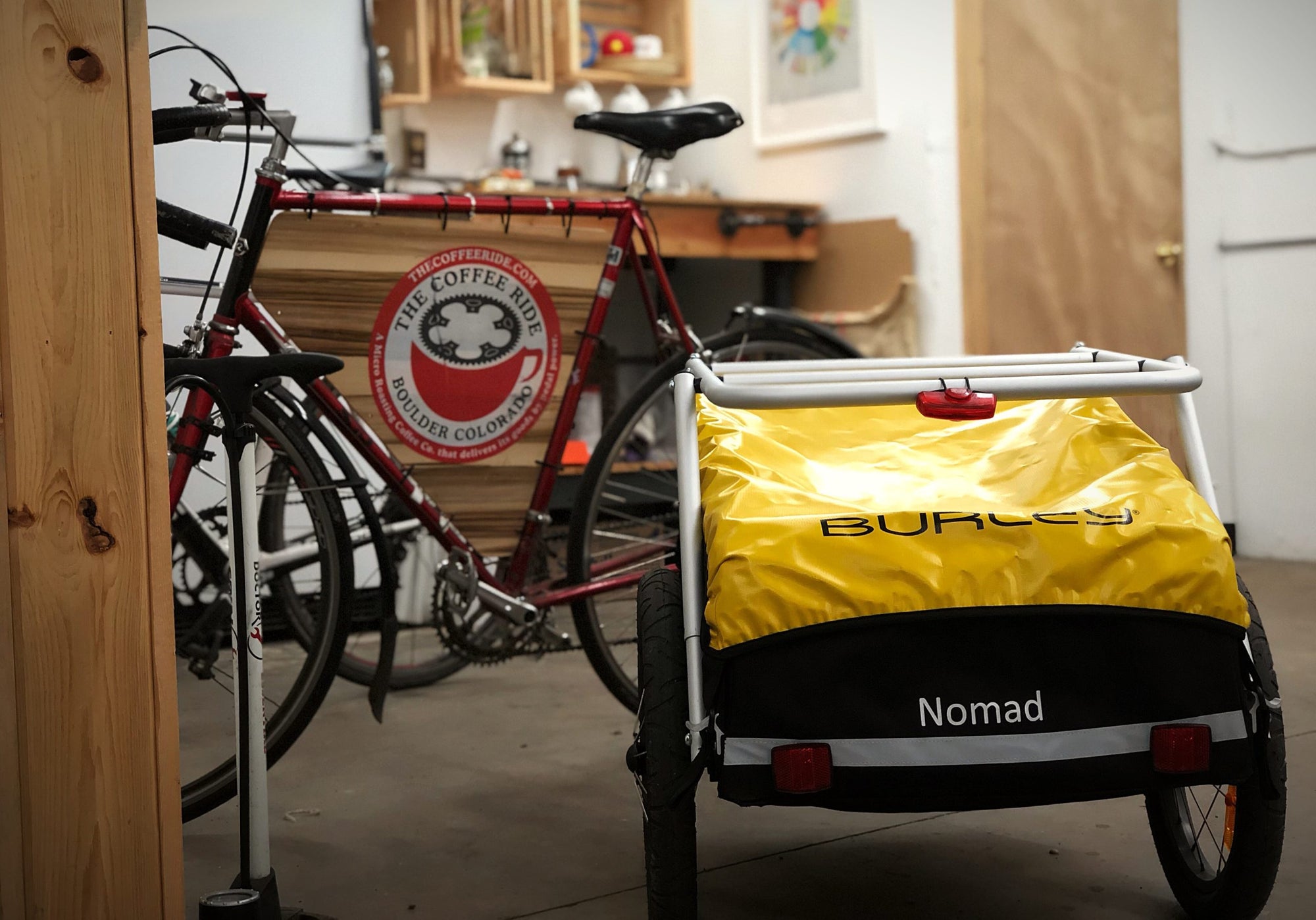 bike with cargo bike trailer attached