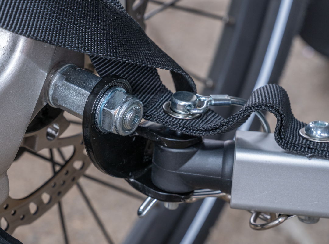 Steel Hitch attached to bike using a hitch adapter