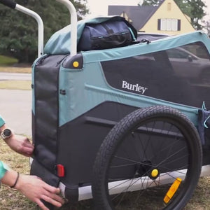 Video of Bark Ranger pet bike trailer being strolled with a dog.