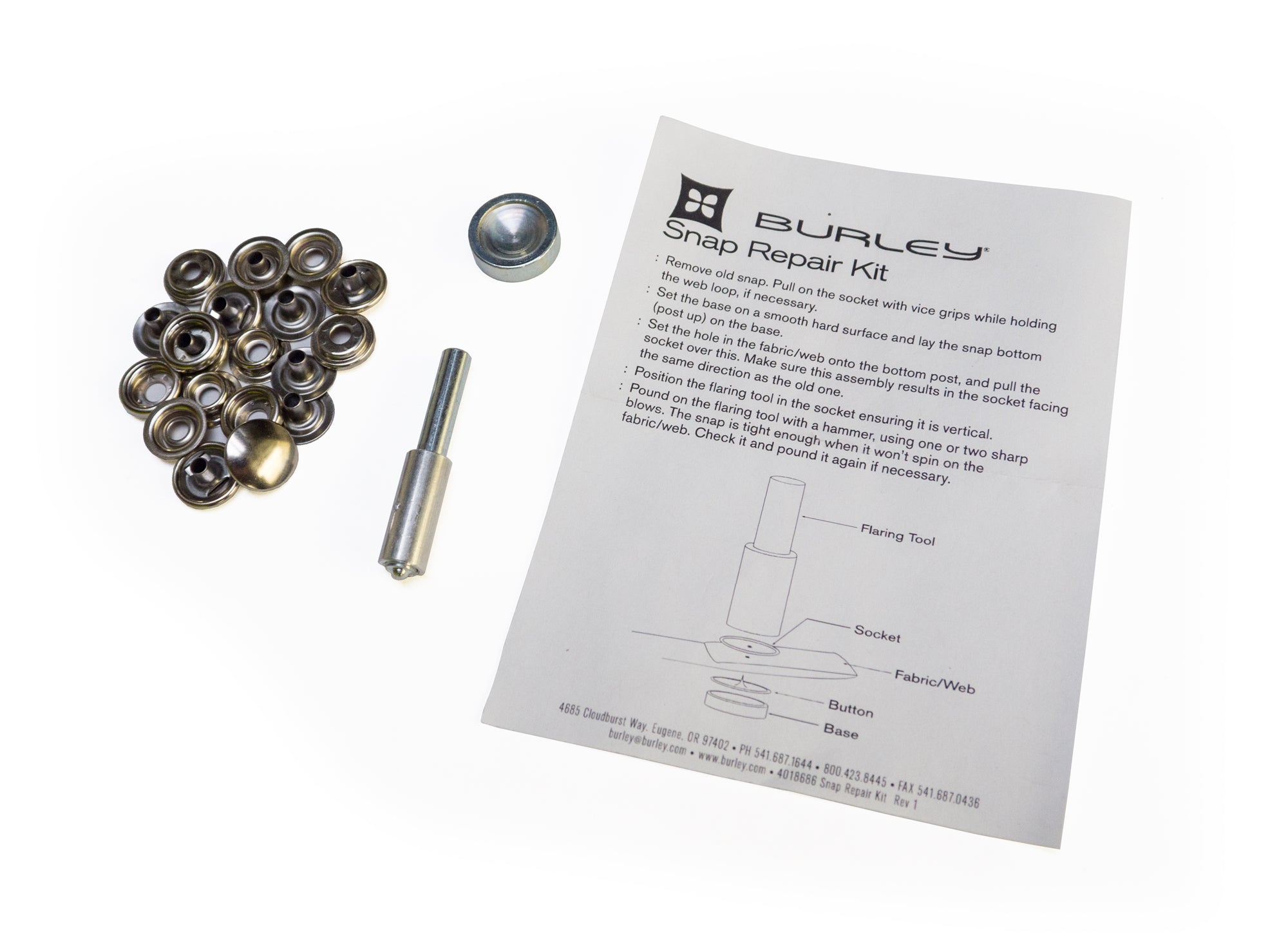 Snap Repair Kit w/Setting Tool & Nickel Plated Brass Snaps